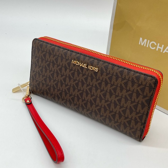 Michael Kors Handbags - Michael Kors Large Continental Wallet Wristlet Flame